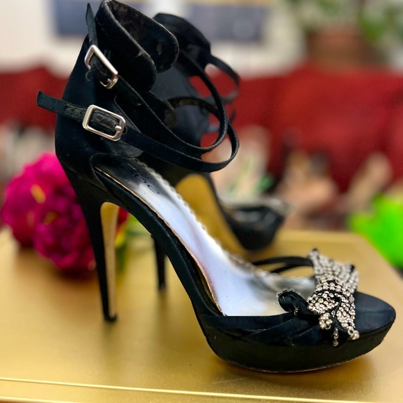 bebe Rhinestone Platform stiletto platform sandals - Picture 3 of 15